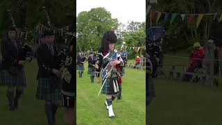 Mace Flourish from drummajor leading Towie pipeband march off at 2024 Oldmeldrum Games shorts [upl. by Atekram]