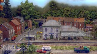 Awesome Weathered HO Scale Model Railroad SaintHilaire Railway Station in the Belgian Ardennes [upl. by Eitirahc623]