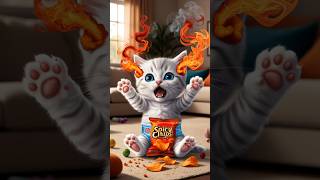 Kitten eat spicy chips 😺 kitten ai cute shorts [upl. by Esimaj]