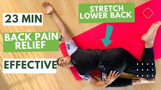 23 Min Effective Stretch for Back Pain Relief  Master Manju  Yoga Therapy [upl. by Candless]