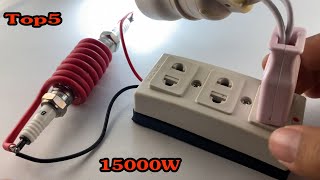 Top5 How to make 15000w free electricity energy with big copper wire amp spark plug technology [upl. by Eednak474]