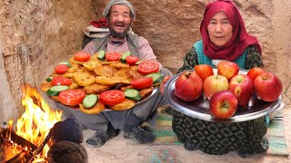 The old couples lifestyle in the cave delicious food recipesquot Village Life Afghanistan [upl. by Aihtebat598]