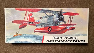 Airfix 1968 Grumman Duck J2F6 OA12 Vintage Model Airplane Kit Unboxing Review [upl. by Ariadne]