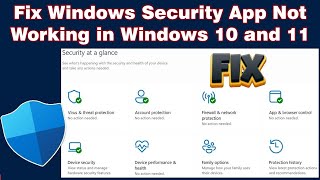 Fix Windows Security App Not Working in Windows 10 and 11 [upl. by Ri]