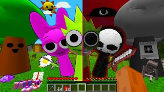 EVIL and GOOD Incredibox Sprunki are HUNTING ME Im surviving in a HAUNTED HOUSE in Minecraft [upl. by Annaiuq]