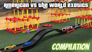 DIECAST CARS RACING TOURNAMENT  AMERICAN VS WORLD EXOTIC CARS COMPILATION [upl. by O'Kelly]