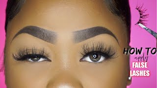 HOW TO APPLY FALSE LASHES EASY STEPS FOR BEGINNERS [upl. by Rawdon]