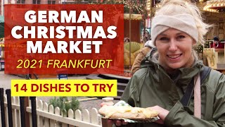 German Food at the German Christmas Market Frankfurt 2021 [upl. by Yleve]