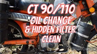 Honda CT 110 Trail  Oil Change amp Hidden Oil Filter [upl. by Borek]