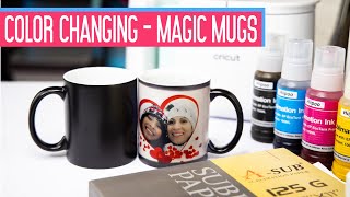 Sublimating Color Changing Magic Mugs Step by Step Tutorial for Beginners FREE Valentine Template [upl. by Pelagi648]