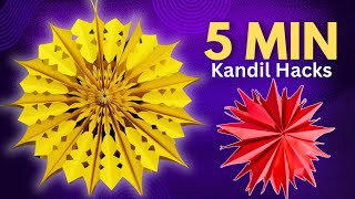 5 Minute Kandil  Lantern making with paper  akash kandil making at home  diwali kandil [upl. by Jesher]