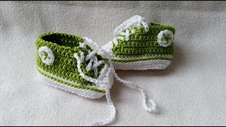 Babyschuhe häkeln – Turnschuhe – Sneakers  Teil 5  Schnürsenkel Logo by BerlinCrochet [upl. by Major]