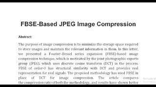 FBSE Based JPEG Image Compression [upl. by Arrais]