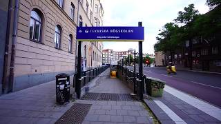 Sweden Stockholm Tekniska Högskolan subway station SMW inclined elevator  going down [upl. by Buckden]