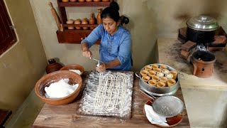 This Village Dish of Wheat Flour cooked inside Bamboo Stems goes well with Fish Curry amp Chili Paste [upl. by Barnum]