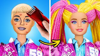 UNE NOUVELLE COIFFURE POUR POUPÉE  Relooking Riche Vs Pauvre  Des Bricolages Mignons Par 123 GO [upl. by Walczak204]