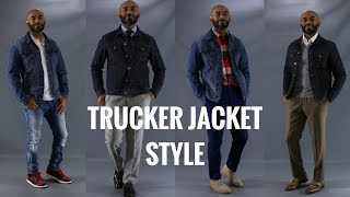 How To Style A Denim Trucker JacketHow To Wear A Mens Trucker Jacket [upl. by Auhsohey]