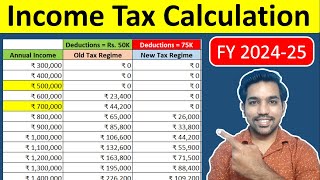 New Income Tax Calculation 202425  Tax Slab Rates for Old amp New Tax Regime [upl. by Zilvia]