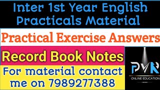 Inter 1st Year English Practicals Material  Record Book Notes [upl. by Chev135]