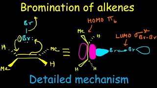 Bromination of alkenes  Electrophilic addition of bromine to alkenes mechanism and stereochemistry [upl. by Shing]