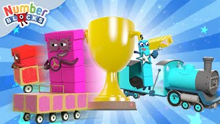 Cars Trains and Automobiles 🏆  Learn to count and race 3 2 1 Go  Numberblocks [upl. by Eiliah]