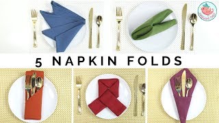 5 EASY Napkin Folding Tutorials  Folding Napkins Techniques Cloth Napkins [upl. by Hisbe]