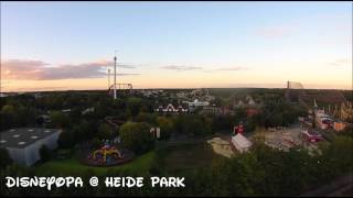 Heide Park Resort Sonnenuntergang Luftaufnahme Drohne Flug Colossos DisneyOpa [upl. by Aissert]