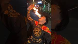 😨Mouth hold fire 🔥 stick fireworks fire fireshow [upl. by Siesser240]