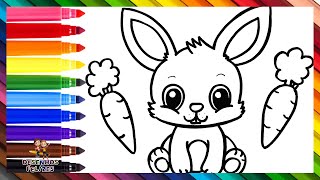 Desenhar e Colorir um Coelhinho Fofo 🥕🐰🥕🐇🥕🌈 Desenhos de Páscoa para Crianças [upl. by Louisette601]