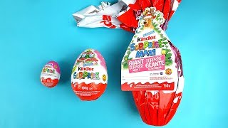 Learn Sizes with Surprise Eggs Opening Kinder Surprise Egg and HUGE JUMBO Mystery Chocolate Eggs [upl. by Wauters906]