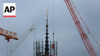 New spire revealed at Notre Dame Cathedral [upl. by Cartie]