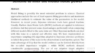 A Bayesian inference and model selection algorithm with an optimization scheme to infer the model no [upl. by Hewe]