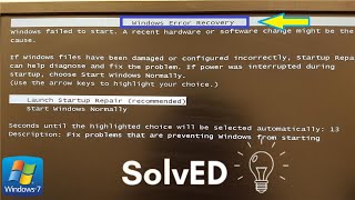 Windows Error Recovery Launch Startup Repair Recommended Start windows normally  Windows 7 [upl. by Cerellia]