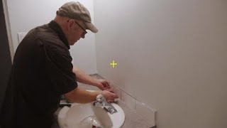 A simple tile backsplash Bathroom vanity Part 1 [upl. by Eisseb456]