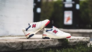 Aimé Leon Dore x New Balance P550 quotWhite  Red  Navyquot Review amp OnFeet [upl. by Derril614]