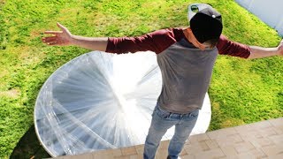 100 Layers Saran Wrap Trampoline LEAP OF FAITH [upl. by Anilrac]