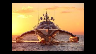 50000000 WORLDS LARGEST EXTREME TRIMARAN SUPERYACHT EXCLUSIVE INTERIOR SNEAK PEAK [upl. by Hassi]