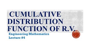 Cumulative Distribution Function Of Random Variables [upl. by Lipson951]