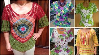 Most beautiful crochet cotton thread topcute top crop top design ideas [upl. by Ogden273]