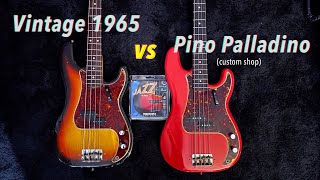 Fender Precision COMPARISON quotPino Palladinoquot custom shop VS Vintage 1965  BASS PILLS [upl. by Notirb]