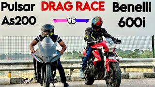 Benelli 600i vs Pulsar As 200cc TUNED DRAGRACERACE TILL THEIRPOTENTIAL benelli pulsar bajaj [upl. by Hahsia]