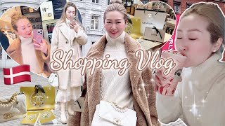 COME LUXURY SHOPPING WITH ME IN DENMARK 🇩🇰 CHANEL MAX MARA COATS TRY ON AND MORE 💖 LINDIESS [upl. by Nylanej]