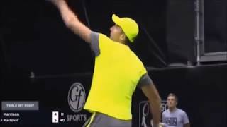 Ivo Karlovic hits 4 aces in a row  New York 2018 [upl. by Nalniuq]