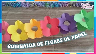 Como hacer una Guirnalda con flores de papel  Bonita y Facil de hacer  Decoración Fácil [upl. by Aehta]