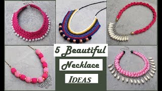 5 Handmade Necklace Ideas  How To Make Silk Thread Necklace At Home  Creationampyou [upl. by Shiri]