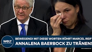 BUNDESTAG Bewegende Rede von Marcel Reif Mit diesen Worten rührte er Annalena Baerbock zu Tränen [upl. by Etrem]