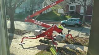 Teupen TC69A trackmounted spiderstyle lift at work in St Louis trimming a tree on 112823 [upl. by Aldwin698]