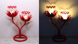 DIY Plastic Bottle Candle Holder Ideas  Tempat lilin bentuk bunga dari botol plastik bekas [upl. by Liahkim]