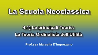 La Scuola Neoclassica 41 Le principali Teorie La Teoria Ordinalista dell’Utilità [upl. by Breech419]