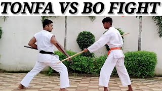 REAL TONFA VS BO FIGHTING  TONFA VS BO STAFF  realtonfavsbofight tonfavsbostaff tonfavslathi [upl. by Arateehc]